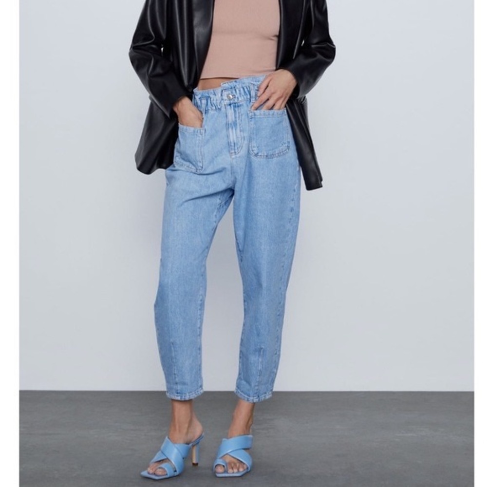 NWT Zara Paperbag Baggy High Waist Jeans 4